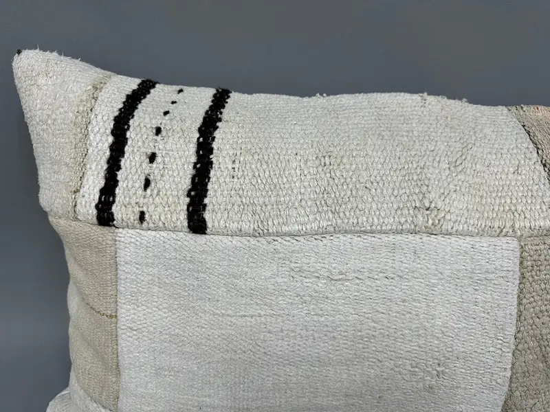 Pillow Cover, Accent Throw Cushion Cover, Handmade Kilim Cushion, Pillow for Couch, Kilim Cushion Sham, 16x48 White Cushion Case - 5