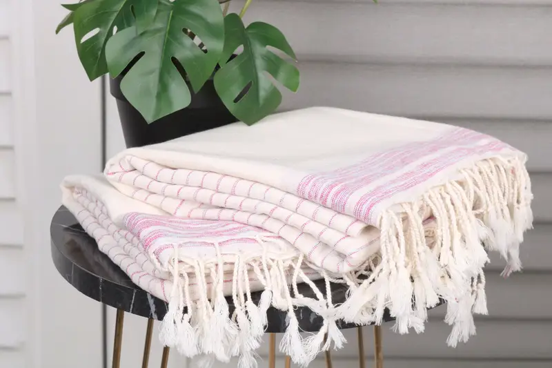 Wedding Hand Made Gift, Bachelor Bachelorette Party Favors, Organic Turkish towel, Gift For Bride, Bridesmaid Gift, 68x36 Cotton Striped Towel - 3