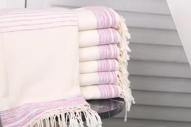 Wedding Hand Made Gift, Bachelor Bachelorette Party Favors, Organic Turkish towel, Gift For Bride, Bridesmaid Gift, 68x36 Cotton Striped Towel - 1