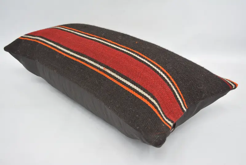 Brown & Orange Embroidered Pillow, 12x24 Inches Rectangle Pillow - 6