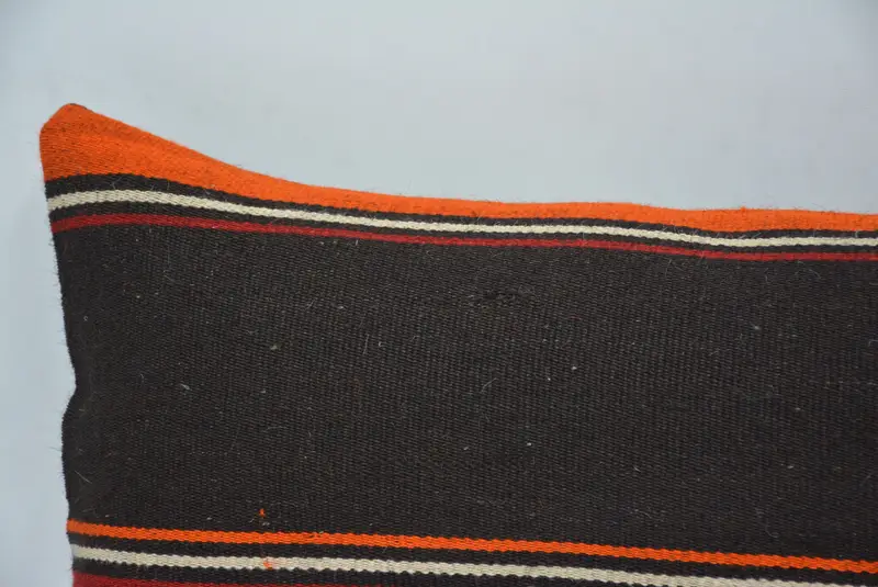 Brown & Orange Embroidered Pillow, 12x24 Inches Rectangle Pillow - 2