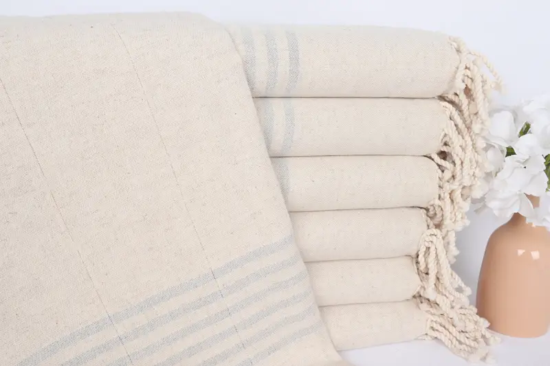 Wedding Gifts Towel Personalized Light Gray Linen Striped, 36x67 Inches