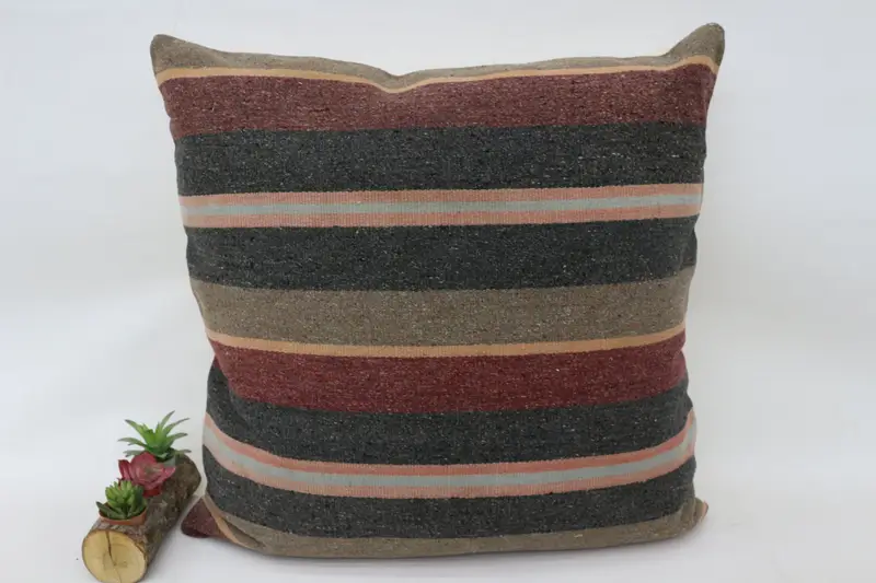 Garden Cushion Cover, Vintage Pillow, Accent Cushion, Pillow Cover, Interior Designer Pillow, Turkish Kilim Pillow, 28x28 Brown Cushion Case - 4