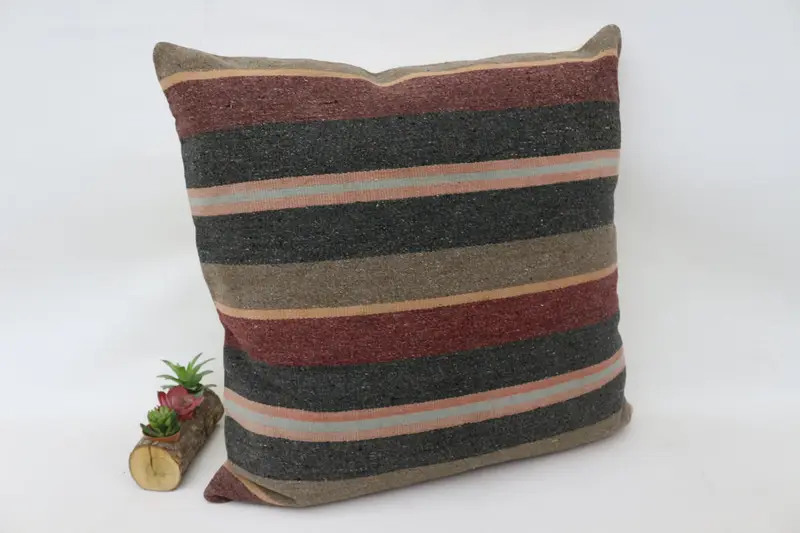 Garden Cushion Cover, Vintage Pillow, Accent Cushion, Pillow Cover, Interior Designer Pillow, Turkish Kilim Pillow, 28x28 Brown Cushion Case - 3