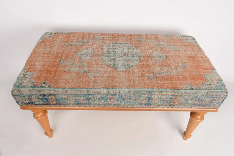 モジュール式オットマンセット、キリム風のウールブレンドオットマン