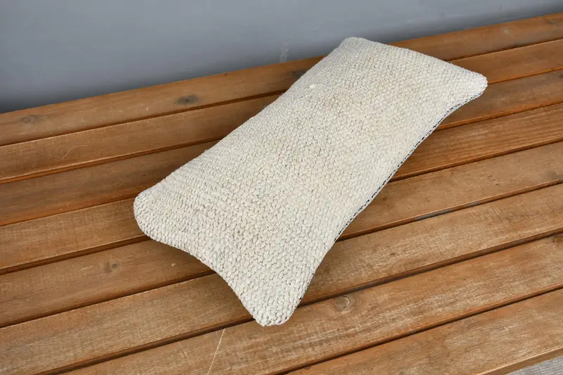 Kilim Rug Cushion Case, Boho Chic Pillow, Vintage Kilim Pillow, Boho Pillow Sham Cover, Interior Designer Pillow, Pillow, 8x16 Beige Cushion Cover - 2