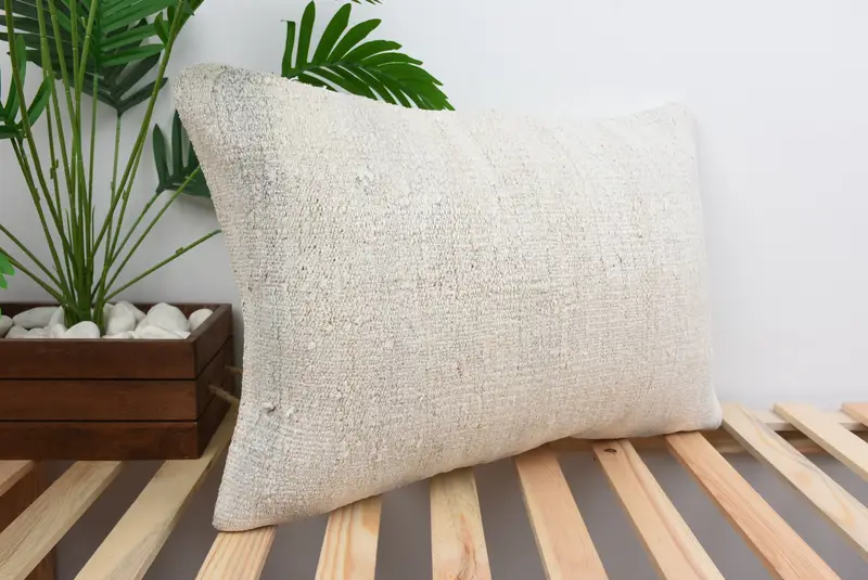 Pillow Sham, Ethnic Pillow, Handmade Throw Cushion, Ethnical Kilim Rug Pillow, Kilim Pillow Cover, 16x24 White Cushion Case, Vintage Kilim Pillow - 4