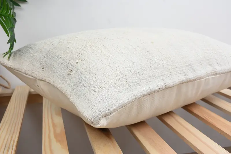 Pillow Sham, Ethnic Pillow, Handmade Throw Cushion, Ethnical Kilim Rug Pillow, Kilim Pillow Cover, 16x24 White Cushion Case, Vintage Kilim Pillow - 6