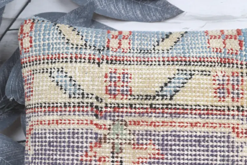 Pillow Sham, Turkish Pillow, Boho Pillow Sham Cover, Pastel Pillow Sham, 12x12 Blue Pillow, Bolster Throw Pillow, Antique Pillows - 2