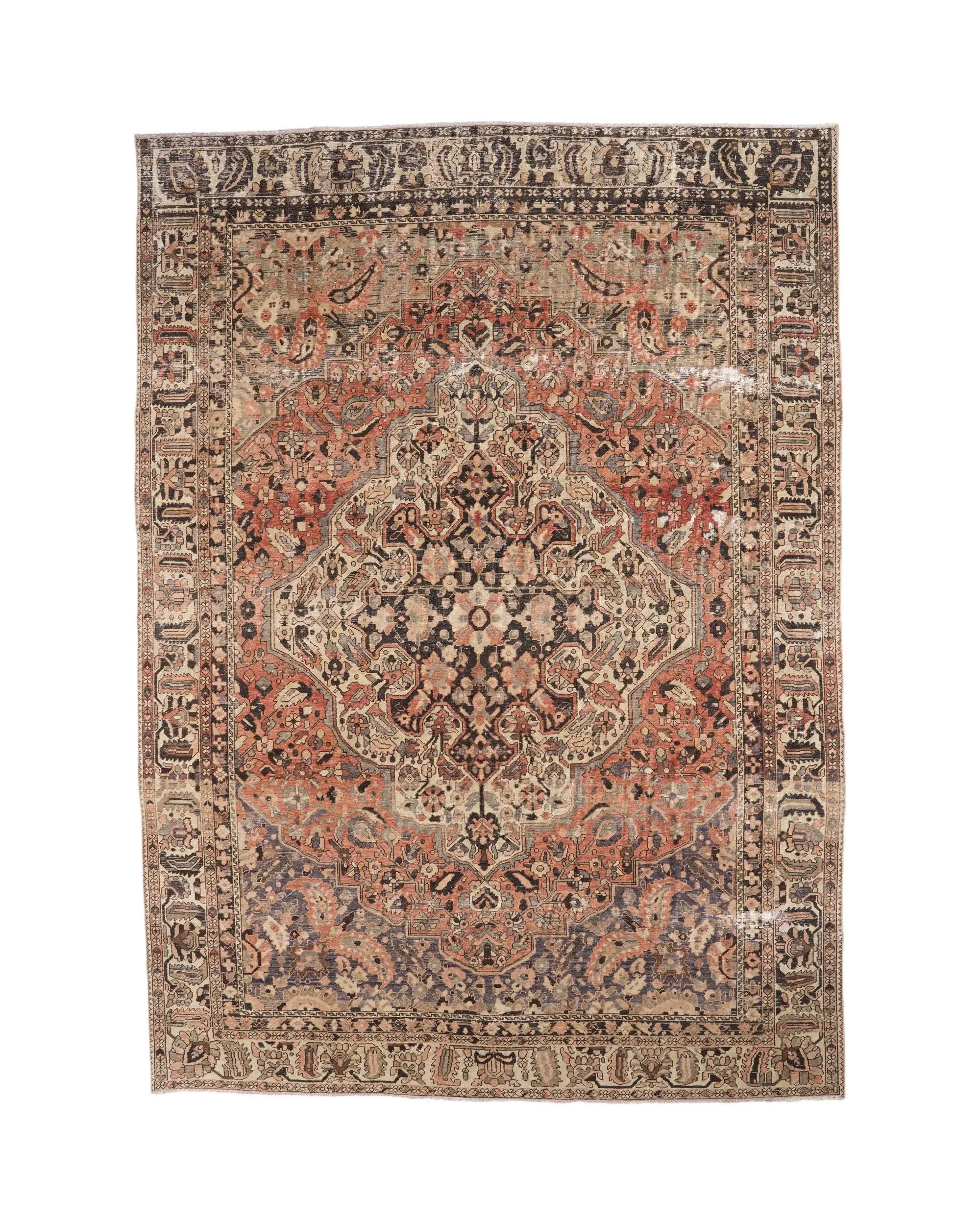 Vintage Rug 9x12.6 ft (275x385 cm), Brown Camouflage Turkish Rug - 1