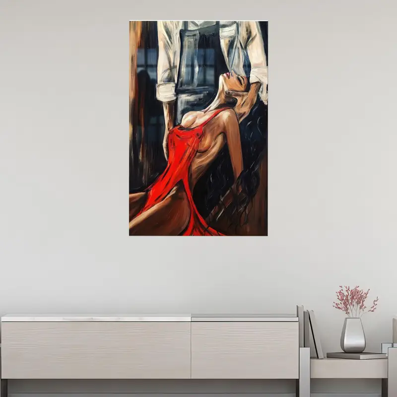 Zarif Baskılı Cam: Çiftler için Romantik Yatak Odası Hediyesi