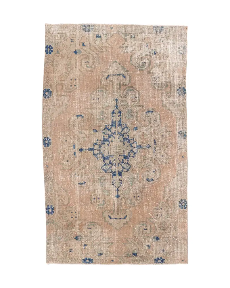 Alfombra Floral Bronce y Azul, 1,2x2,1m Decoración Elegante