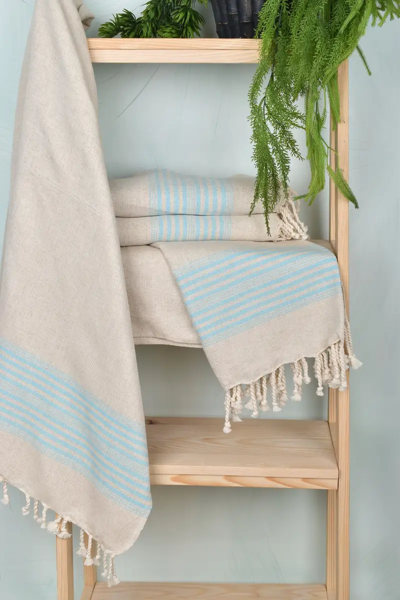 Turkish Towel USA, 68x40 Linen Striped Towel, Luxury Turkish beach towel with fringe, Valentines Gift, Wedding Gift, Quick-dry peshtemal - 6