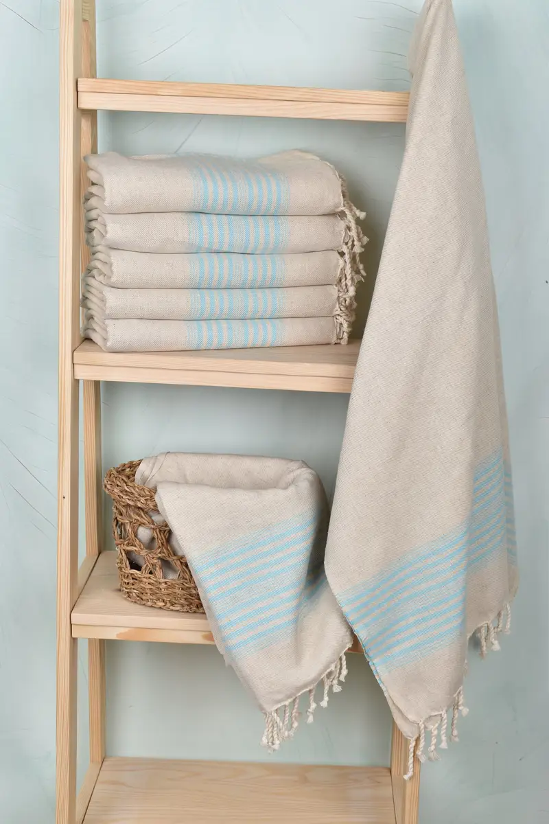 Turkish Towel USA, 68x40 Linen Striped Towel, Luxury Turkish beach towel with fringe, Valentines Gift, Wedding Gift, Quick-dry peshtemal - 3