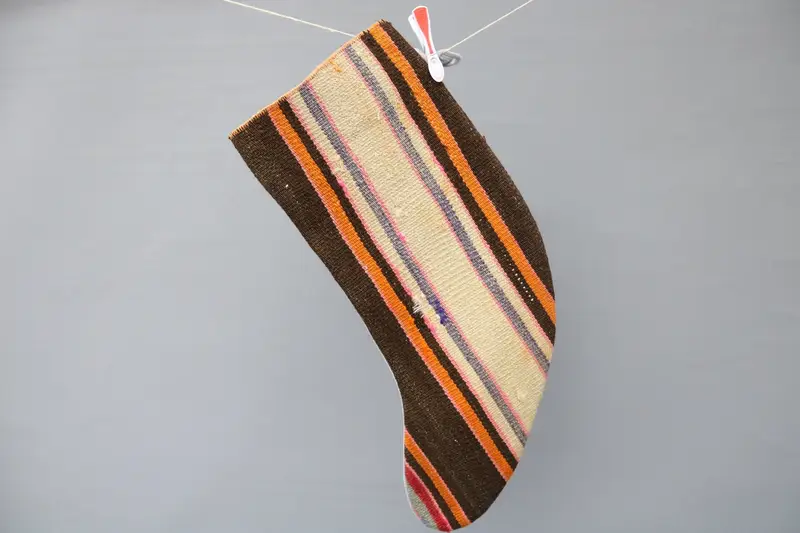 Beige & Brown Christmas Ornaments Stocking, Festive Holiday Decor