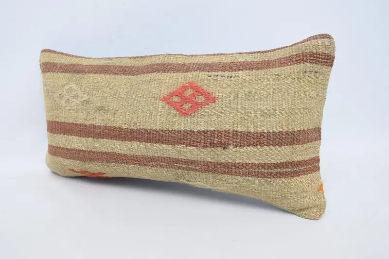 12x24 Beige Cushion, Turkish Bench Pillow Case, Kilim Cushion Sham, Pillow Case, Vintage Kilim Throw Pillow, Handmade Kilim Cushion - 4