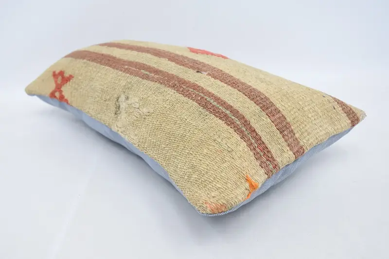 12x24 Beige Cushion, Turkish Bench Pillow Case, Kilim Cushion Sham, Pillow Case, Vintage Kilim Throw Pillow, Handmade Kilim Cushion - 5