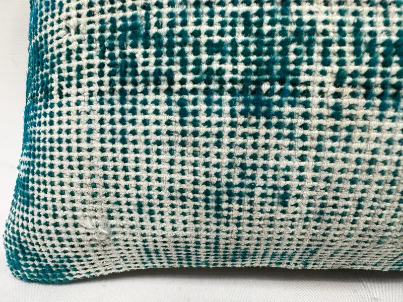 Etnik Kilim Halısı Yastığı, Kilim Yastığı Kapağı, Araba Yastığı Kılıfı, Türk köşe yastık kapağı, yastık sahte, el yapımı Kilim yastığı, 10x20 mavi yastık - 4