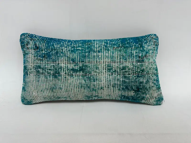 Etnik Kilim Halısı Yastığı, Kilim Yastığı Kapağı, Araba Yastığı Kılıfı, Türk köşe yastık kapağı, yastık sahte, el yapımı Kilim yastığı, 10x20 mavi yastık - 1