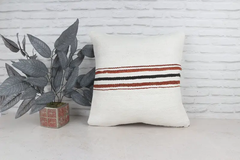 Pillow Cover, Kilim Pillow, 22x22 Brown Cushion Cover, Gift Pillow, Turkish Rugs Pillow Cover, Bench Cushion Case, Boho Pillow Sham Cover - 1