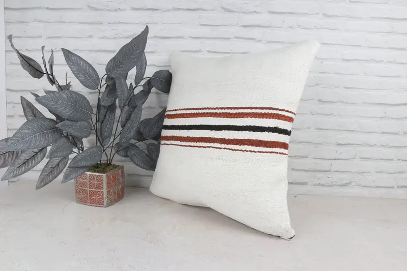 Pillow Cover, Kilim Pillow, 22x22 Brown Cushion Cover, Gift Pillow, Turkish Rugs Pillow Cover, Bench Cushion Case, Boho Pillow Sham Cover - 5