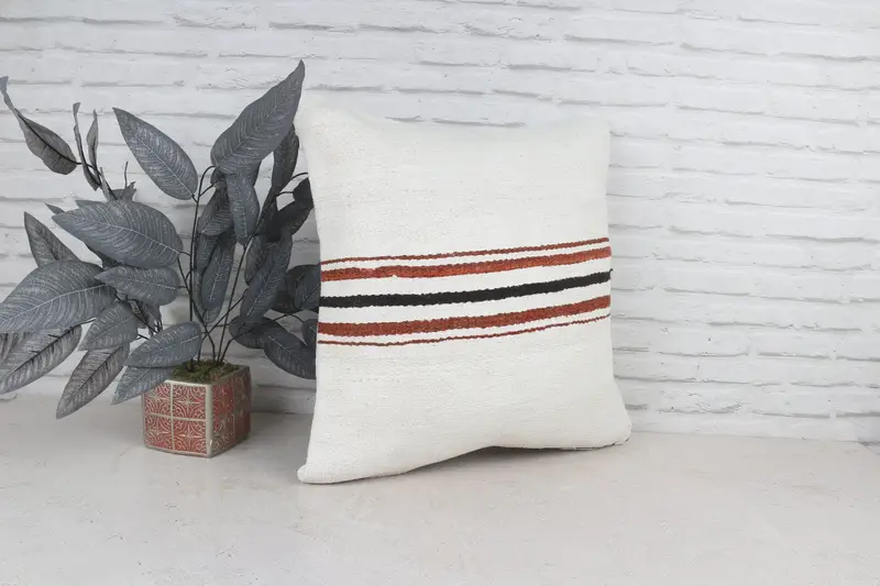 Pillow Cover, Kilim Pillow, 22x22 Brown Cushion Cover, Gift Pillow, Turkish Rugs Pillow Cover, Bench Cushion Case, Boho Pillow Sham Cover - 4