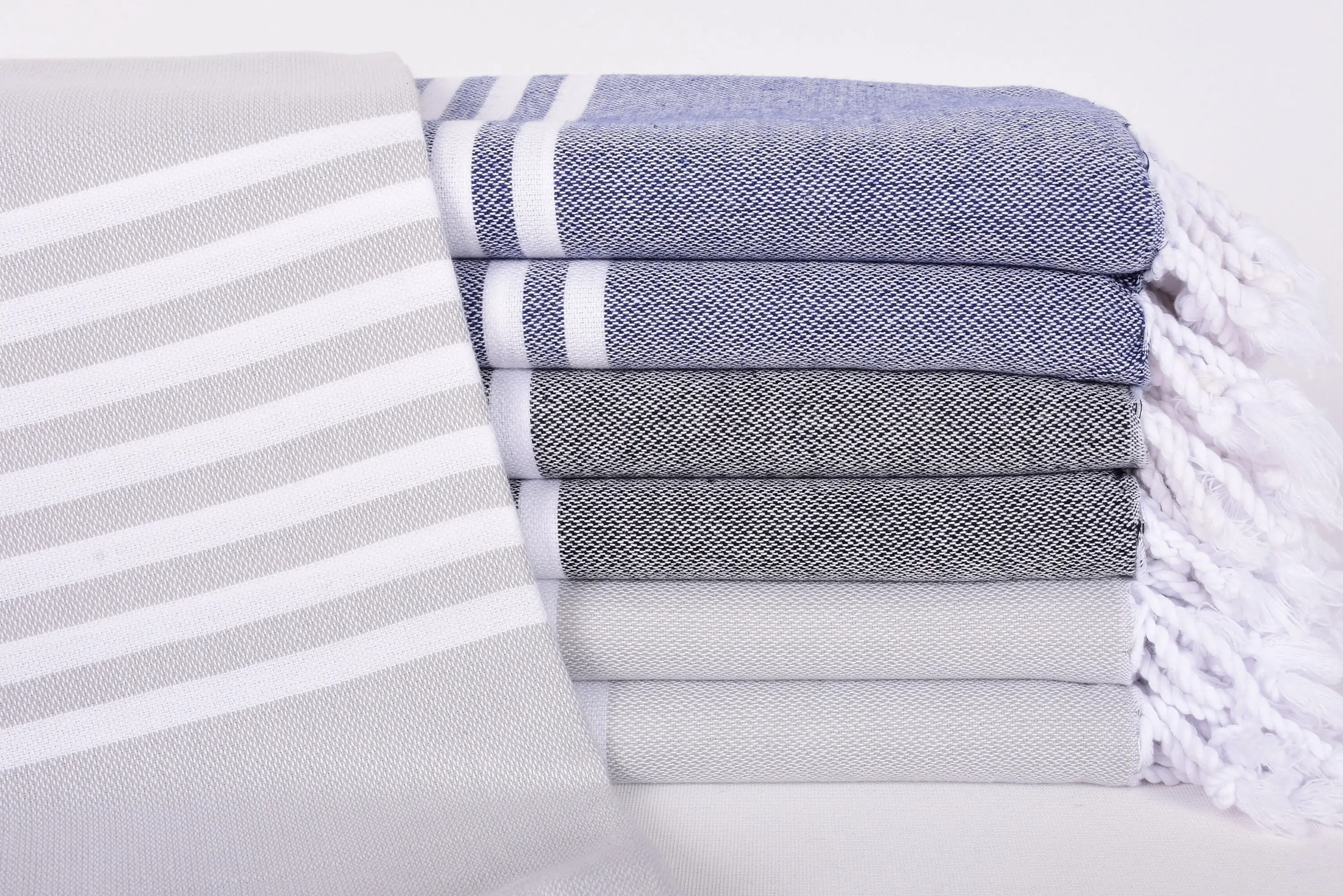 Turkish Beach Towel Navy Striped Organic Cotton, 67x40 Inches - 1