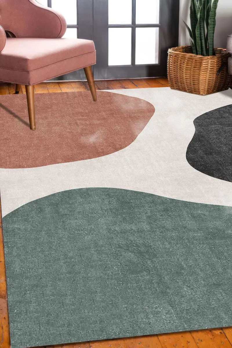 Tılsım ベルベット風のプリントラグ: モダンなホームアクセント