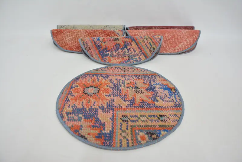 Mantel individual rojo y bronce de 14x14 pulgadas, tapete de mesa Kilim único