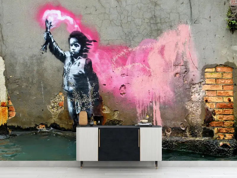 Baskılı Banksy Graffiti Duvar Kağıdı: Alanınız için Kent Sanatı