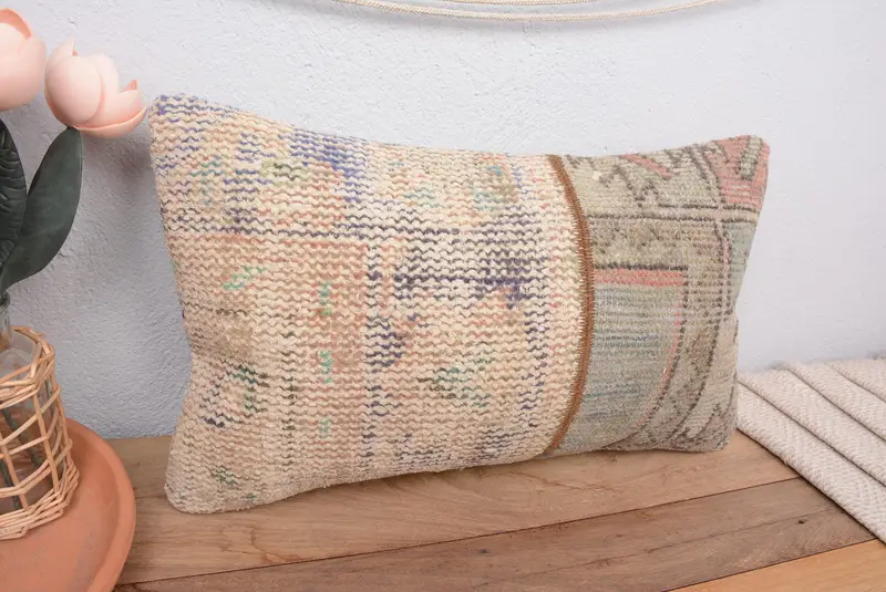 Beige & Bronze Patchwork-Wurfkissen, handgefertigtes besticktes Kissen