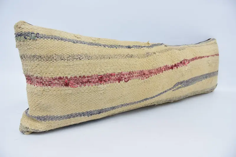 Kilim Pillow Cover, Gift Pillow, Antique Pillows, Turkish Corner Pillow Sham, 12x36 Beige Pillow, Turkish Corner Pillow Case, Pillow Sham - 3