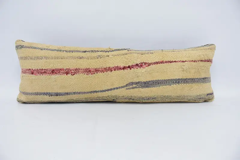 Kilim Pillow Cover, Gift Pillow, Antique Pillows, Turkish Corner Pillow Sham, 12x36 Beige Pillow, Turkish Corner Pillow Case, Pillow Sham - 1