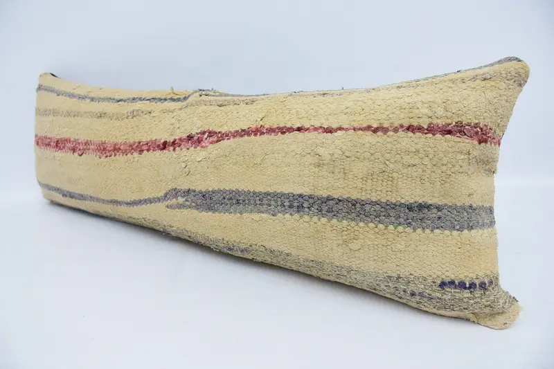 Kilim Pillow Cover, Gift Pillow, Antique Pillows, Turkish Corner Pillow Sham, 12x36 Beige Pillow, Turkish Corner Pillow Case, Pillow Sham - 4
