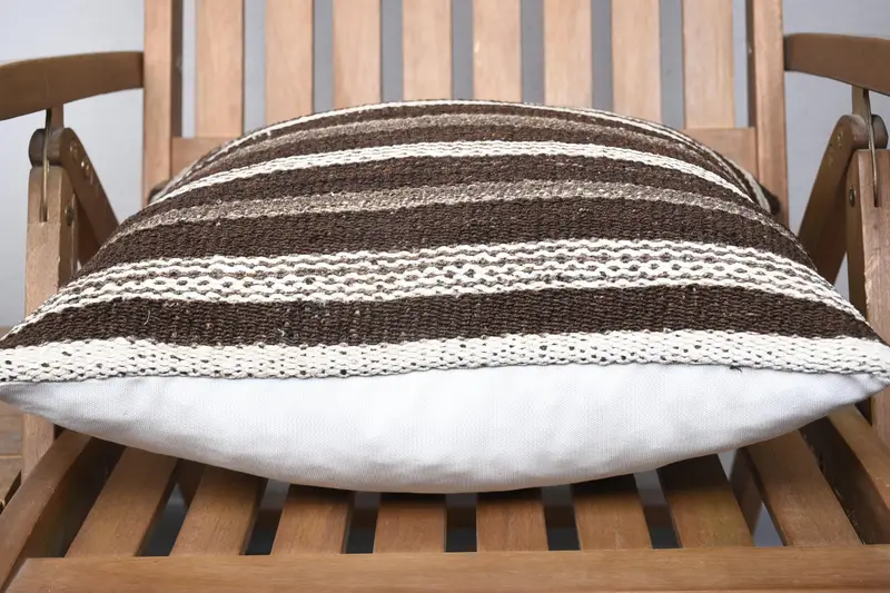 Decorative Cushion, Ethnical Kilim Rug Pillow, 18x18 Brown Cushion, Vintage Kilim Throw Pillow, Handmade Kilim Cushion, Pillow Cover - 5
