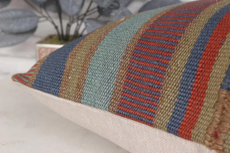 20x28 Blue Pillow Case, Throw Kilim Pillow, Pillow Sham, Vintage Kilim Throw Pillow, Patio Pillow Case, Interior Designer Pillow - 7