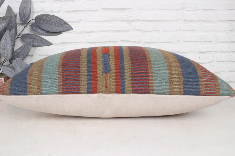20x28 Blue Pillow Case, Throw Kilim Pillow, Pillow Sham, Vintage Kilim Throw Pillow, Patio Pillow Case, Interior Designer Pillow - 5