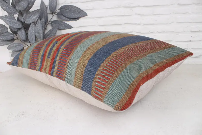 20x28 Blue Pillow Case, Throw Kilim Pillow, Pillow Sham, Vintage Kilim Throw Pillow, Patio Pillow Case, Interior Designer Pillow - 6