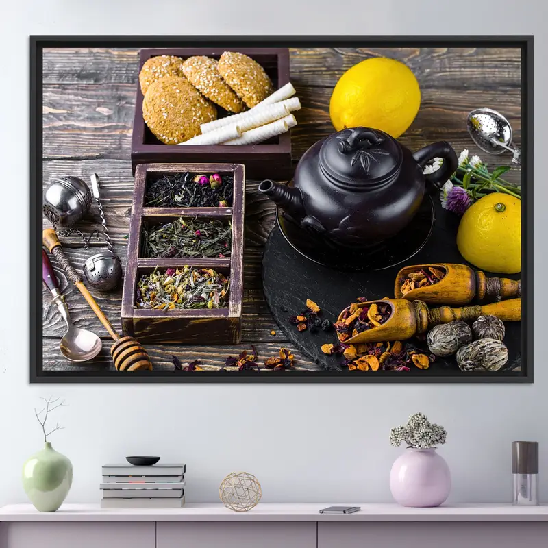 Trendy Çay Bardağı ve Limon Mutfak Kanvas Tablo Baskı - Zarif Dekor