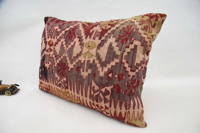 Boho Pillow, Pillow, 20x28 Pink Cushion Case, Southwestern Pillow Sham, Ethnical Kilim Rug Pillow, Vintage Kilim Throw Pillow - 5