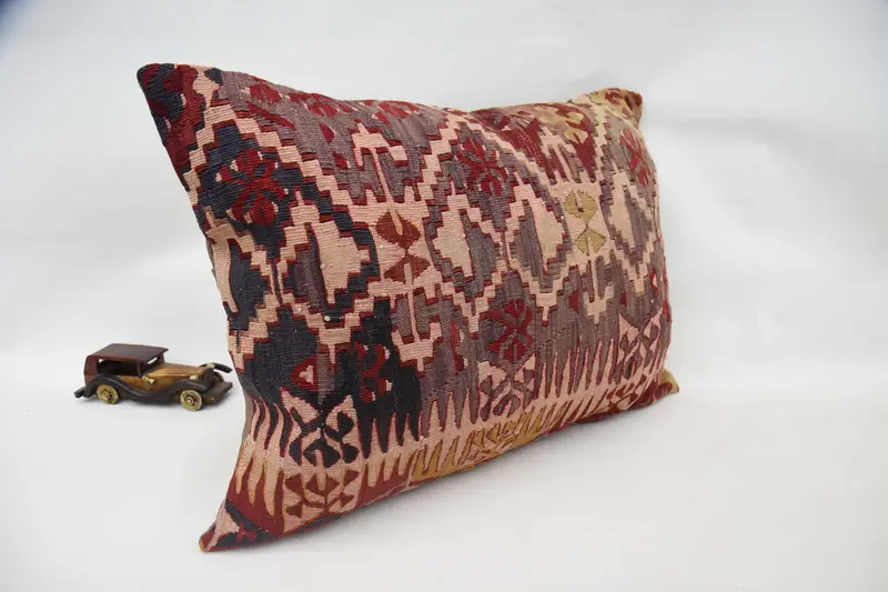 Boho Pillow, Pillow, 20x28 Pink Cushion Case, Southwestern Pillow Sham, Ethnical Kilim Rug Pillow, Vintage Kilim Throw Pillow - 3