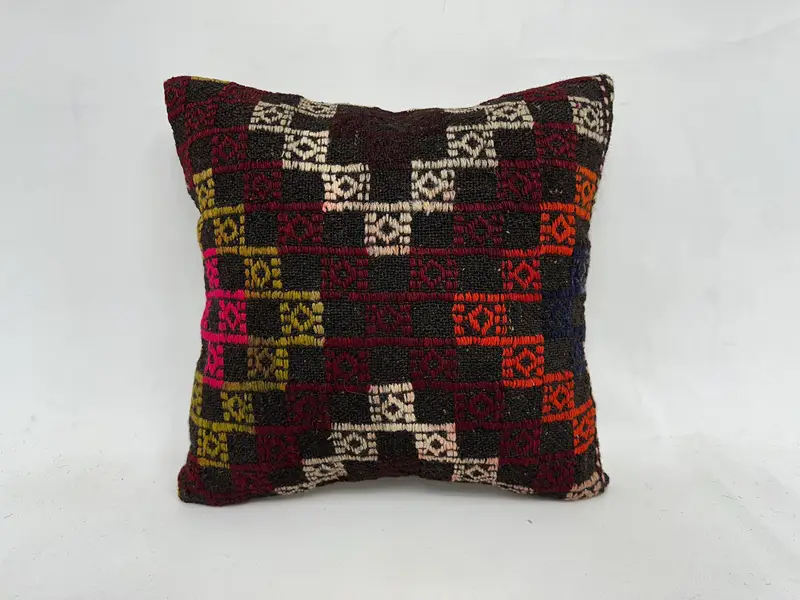 18x18 Brown Cushion, Antique Pillows, Aesthetic Pillow Cover, Neutral Throw Pillow Case, Home Decor Pillow, Pillow Cover, Vintage Kilim Pillow - 1