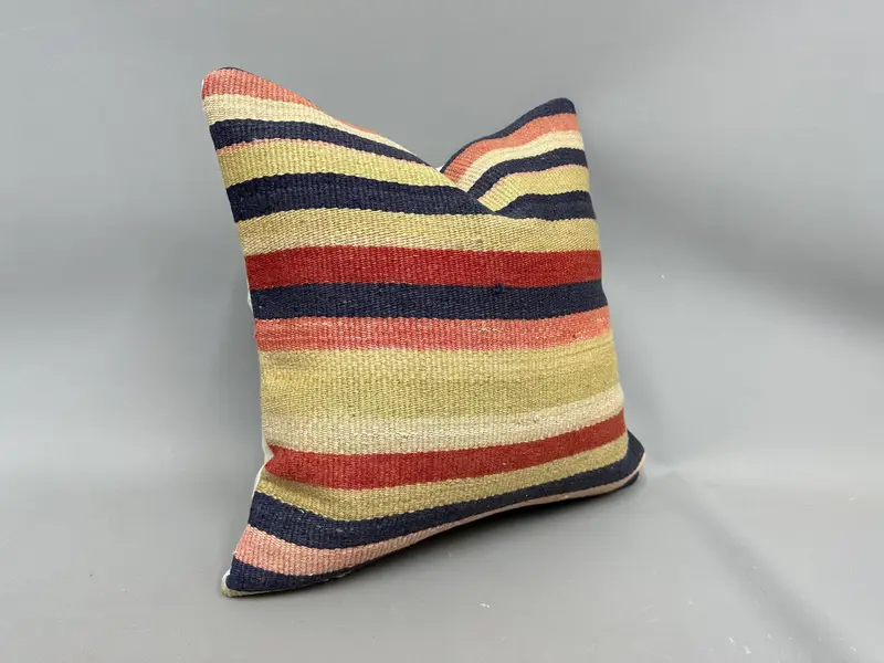 Pillow Case, Toss Pillow Cover, Boho Pillow, Kilim Pillow, Shabby Chic Cushion, Throw Kilim Pillow, Cozy Throw Cushion, 20x20 Beige Cushion Case - 2