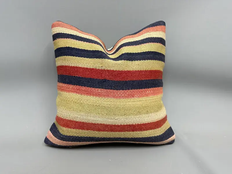 Pillow Case, Toss Pillow Cover, Boho Pillow, Kilim Pillow, Shabby Chic Cushion, Throw Kilim Pillow, Cozy Throw Cushion, 20x20 Beige Cushion Case - 1