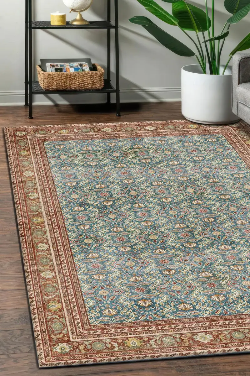 エレガントな日の出プリントラグ：モダンなデザイン、柔らかい生地、ユニークなパターン。