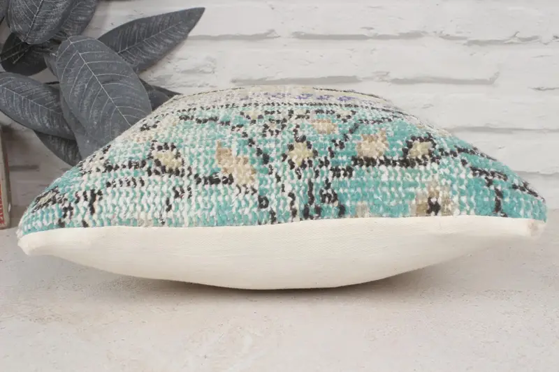 Lounge Throw Pillow Case, Kilim Pillow, Vintage Pillow, Patio Pillow Case, Pillow Sham, Handmade Kilim Cushion, 14x14 Beige Cushion Cover - 5