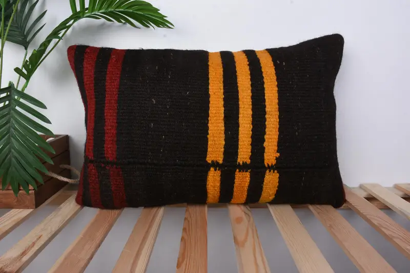 Handgefertigtes Southwestern-Wurfkissen, braun und orange besticktes Kissen