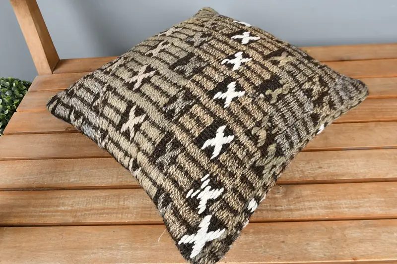 Interior Designer Pillow, Turkish Pillow, One Of A Kind Pillow Cover, Boho Pillow Sham Cover, Pillow Cover, 16x16 Beige Pillow - 2