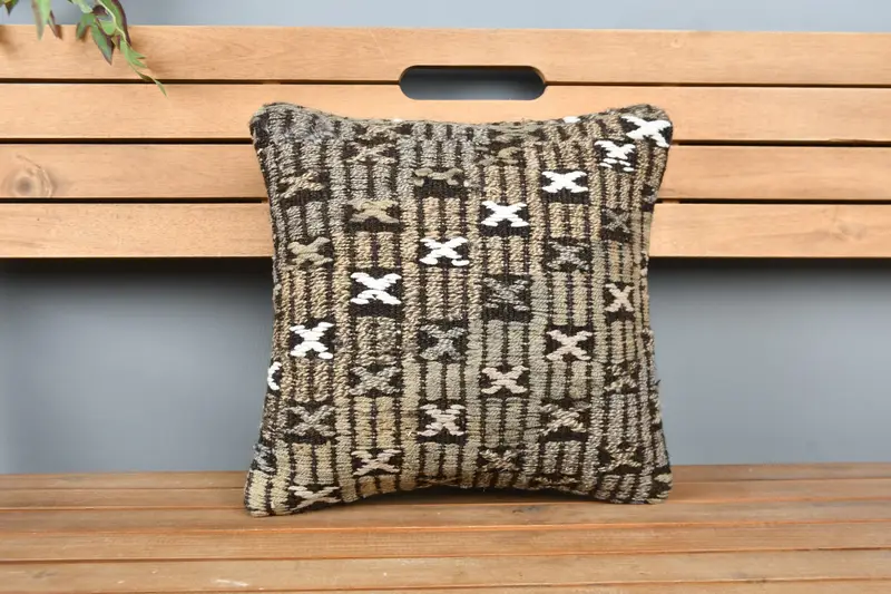 Interior Designer Pillow, Turkish Pillow, One Of A Kind Pillow Cover, Boho Pillow Sham Cover, Pillow Cover, 16x16 Beige Pillow - 6