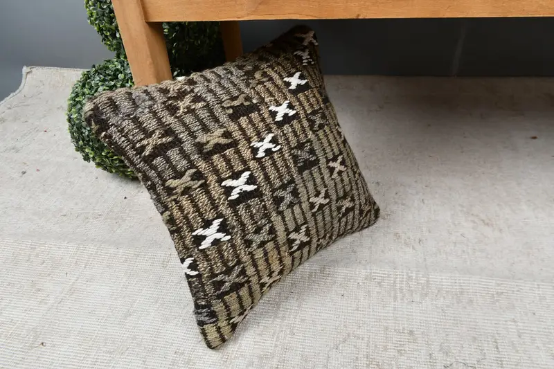 Interior Designer Pillow, Turkish Pillow, One Of A Kind Pillow Cover, Boho Pillow Sham Cover, Pillow Cover, 16x16 Beige Pillow - 7